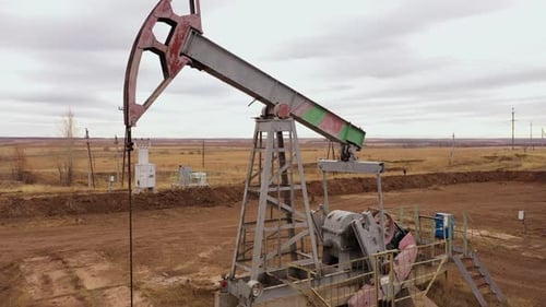 Pump Jack in Vast Oil Fields in Russia