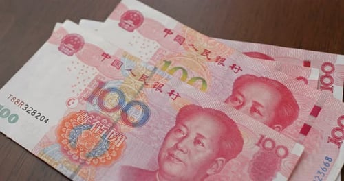Adding One Hundred Yuan Renminbi Bank Notes