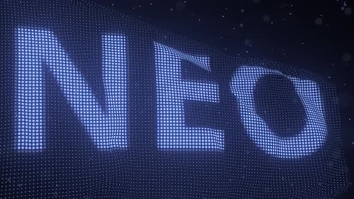 Name der Neo-Kryptowährung auf wehender digitaler