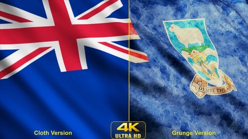 Falkland Islands Flag Waving Animation: Clean and Distressed Versions