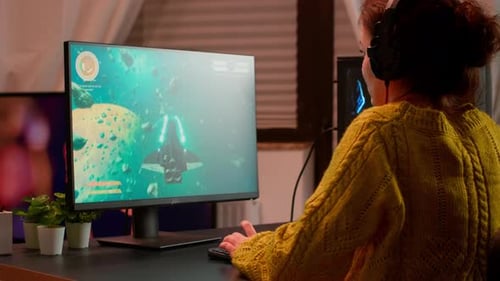Angry Professional Gamer Gaming Over During an Space Shooter Game