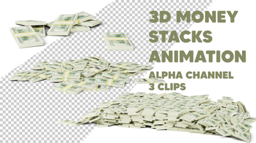 Falling Dollar Bill Stacks Accumulating Animation