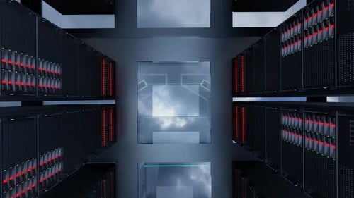 Server Room. data server top view