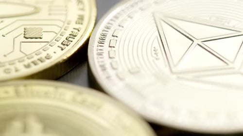 Macro pièces crypto-monnaie