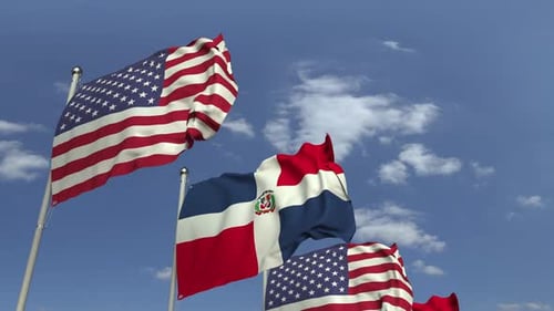 Flags of the Dominican Republic and the USA