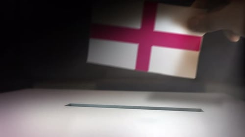 Hand Placing Flag Ballot In Voting Box Animation