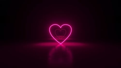 Abstract futuristic corridor with pink hearts