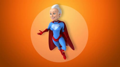 3D Cartoon Female Superhero Floating and Presenting
