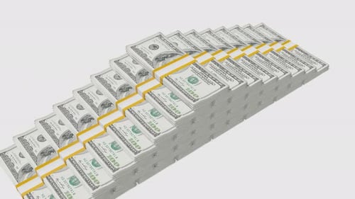 Many wads of money. 100 US dollar banknotes. Stacks of money.