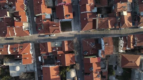 Top Aerial Drone View House Roofs