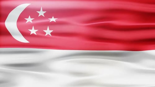 Waving Flag of Singapore Realistic Loop Animation