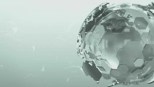 Modern Animated 3D Hexagon World Globe Rotation