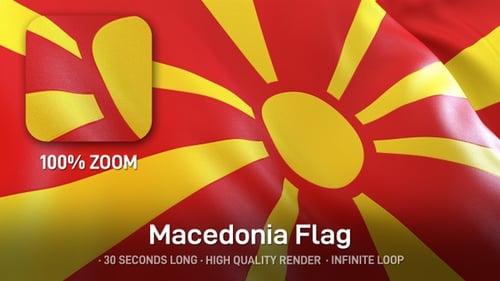 Waving Flag of North Macedonia Seamless Loop Animation