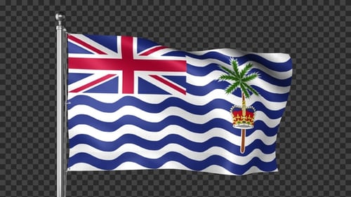 Animated British Indian Ocean Territory Flag Waving Alpha Channel