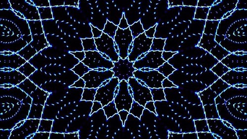 Abstract Blue Geometric Kaleidoscopic Light Pattern