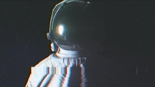 Circular Light Flashes Around an Astronaut on Starry Background