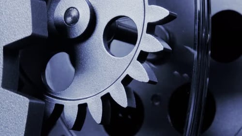 Cogwheels Rotating Together in a Mechanical Mechanism