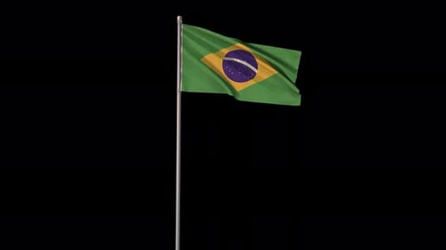 Brazil National Flag Waving Seamless Loop Alpha Channel
