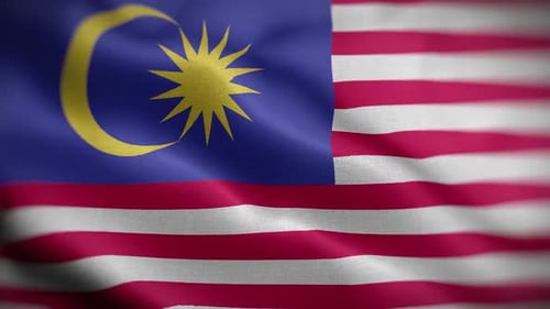 Realistic Looping Waving Malaysia National Flag