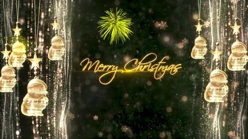 Merry Christmas Glowing Santa Ornaments Title Animation