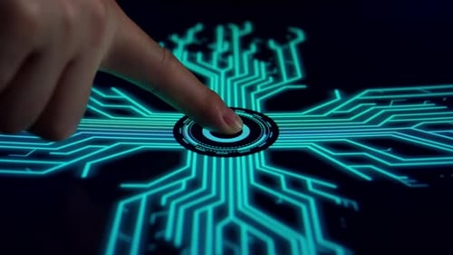 Finger Pushing a Digital Power Button