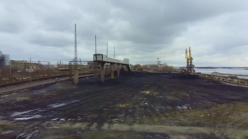 A Drone View of Coal Terminal in a Big City