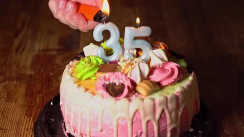 Birthday Cake with Burning Number Candles