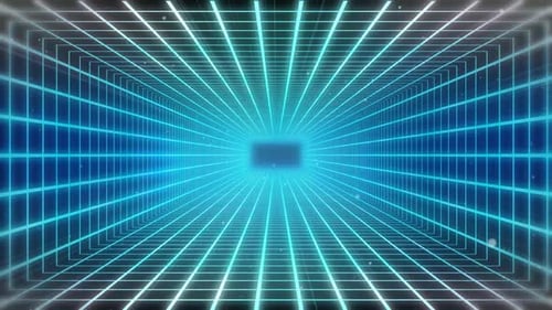 Futuristic Neon Grid Tunnel Seamless Loop Background