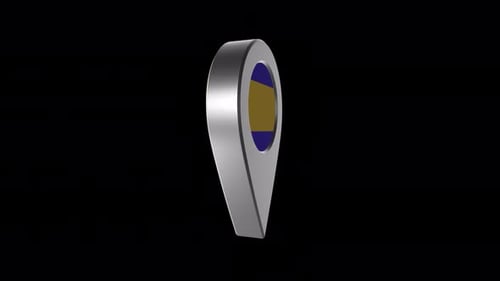 3D Spinning Barbados Flag Location Pin Animation