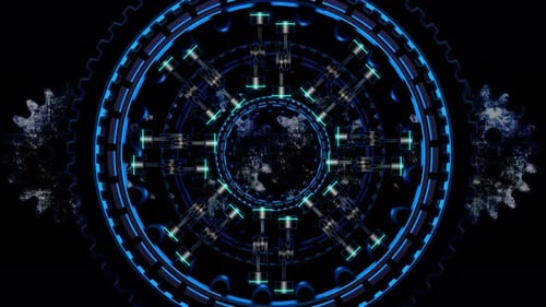 Futuristic Spinning Mechanical Gears Technology Loop Background