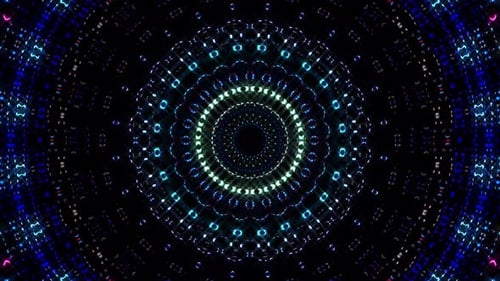 animated circle shape of colorful flashing lights, on black background