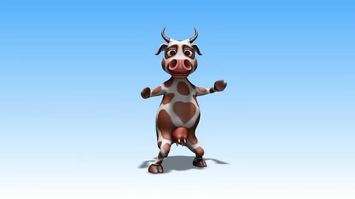 Dancing Funny Cartoon Cow Character Animation Loop