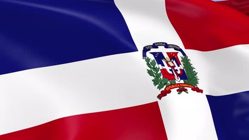 Dominican Republic National Flag Waving in Realistic Loop Animation