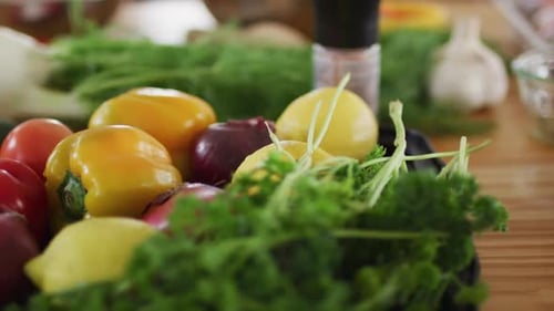 Fresh Vegetables on Wooden Table Close-Up