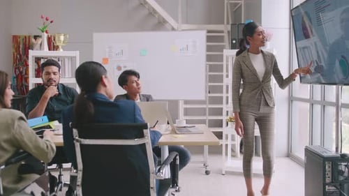 Corporate Team Meeting Presentation in Office