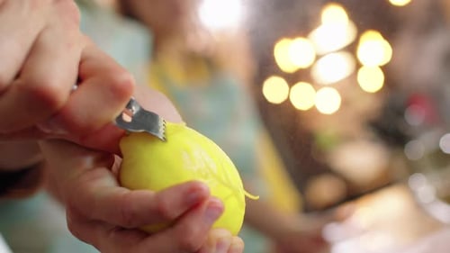 Bright Lemon Zest with Tool in Kitchen