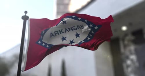 Arkansas State Flag Waving in Realistic 3D Animation