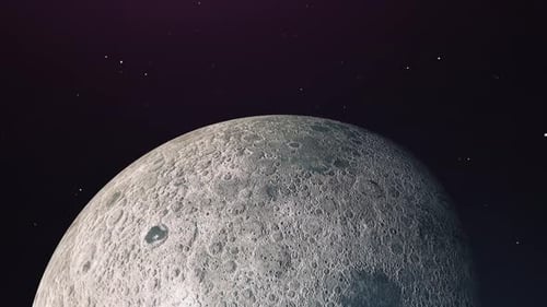 Realistic Rotating Moon in Starry Space Background