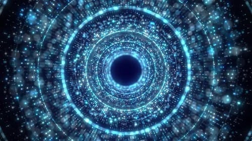 animated particle tunnel, Digital Circle particle futuristic tunnel Abstract Animated Particle Tunne