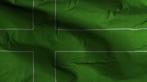 Animated Green Fabric Flag Background with Waving White Lines