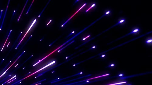 Dynamic Light Trails Moving Forward in Abstract Neon Grid