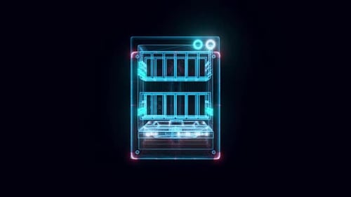 Holographic Dishwasher Wireframe 3D Render Loop