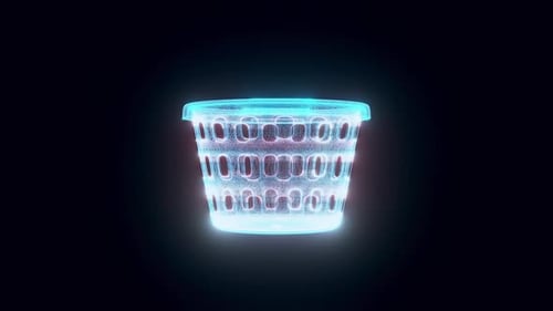 Holographic Futuristic Laundry Basket Animation Loop