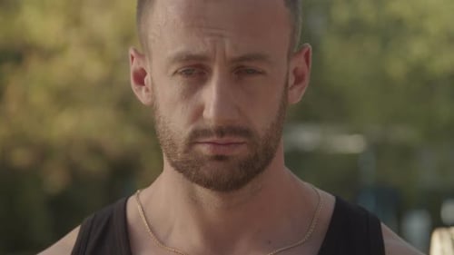 Intense Young Adult Man Portrait Outdoors