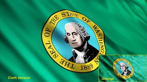 Waving State of Washington Flag Animation with Grunge Effect