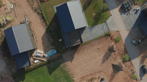 Construction of Residential Suburb Houses Aerial View