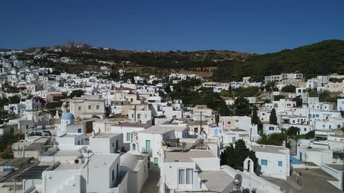 Village of Lefkes on the island of Paros in the Cyclades in Greece from the sky