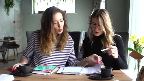 Two Young Women Brainstorming Ideas Together