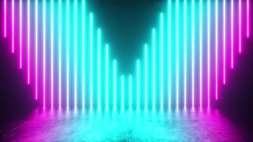 Scène futuriste avec des tubes au néon lumineux