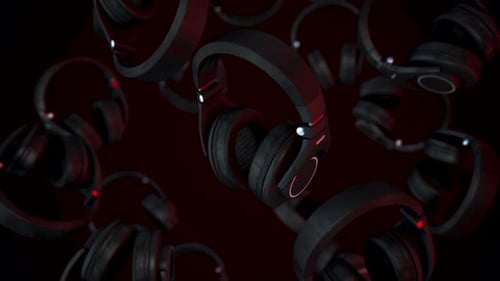 3D Rotating Headphones with Glowing Light Effects